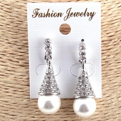 Free shipping Fashion Crystal Hat Pearl Stud Earring