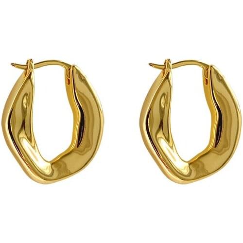 Geo Irregular Dropping Earrings Brass With 18K Gold Women Jewelry Punk Party Gown Runway Rare Korean Japan Boho Hiphop