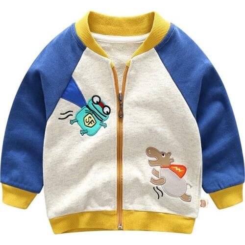 2020 Boy girl zipper Cardigan coat cotton 3D Embroidery cartoon monster dinosaurs baby sweatshirt children clothing kids hoodies