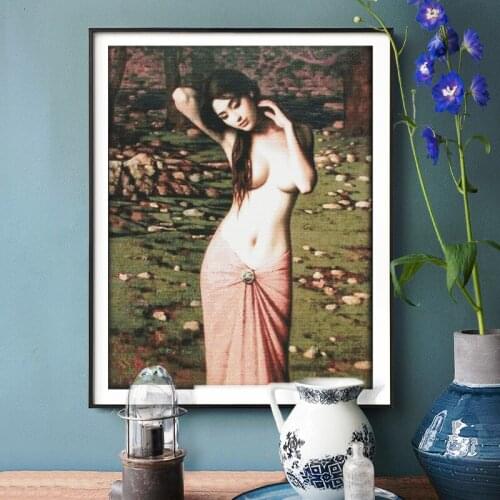 Beauty Bathing Cross Stitch Kit European Oil Painting Body Art Series 14ct 11ct Manual DIY Needlework Home Decoration Painting