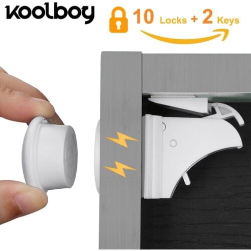 10 Locks 2 Keys Magnetic Cupboard Locks Safety Baby Cabinet Lock Children Protection Kids Drawer Locker Childproof Locks