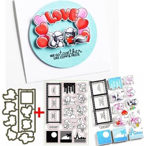 Lovable Fox Sending Love Clear Stamp+Die Cut Fox&Love Story+Phrase stamps and dies 2020 For DIY Card Making