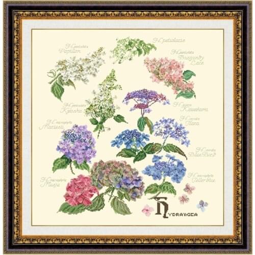 Hidrangea cross stitch kits Dreampattern embroidery needlework sets 18ct 14ct 11ct light yellow cloth DIY handmade
