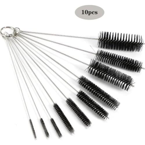 Long Straw Brush Nylon Antistatic Pipe Tube Cleaner 10 Different Diameters Drinking Straw Brush Kit Steam Cleaner Accessories