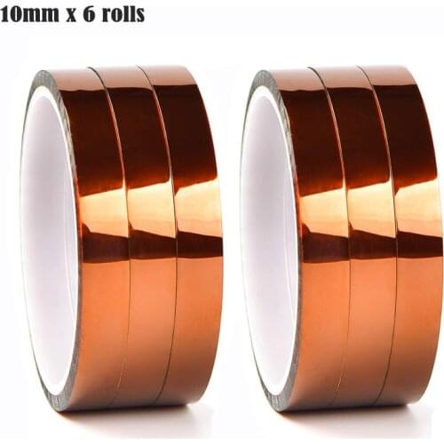 6pcs/ lot) Width 10mm Polyimide Tape 30m 220C High Temperature Heat Resistant Tape Adhesive Tapes Insulation Polyimide Film