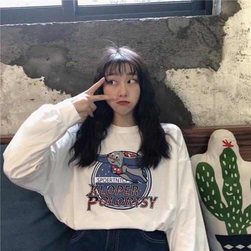 Retro Loose Letter Lazy Ins T-shirt Female Korean Harajuku Womens T-shirts Tops Japanese Kawaii Ulzzang Clothes For Women