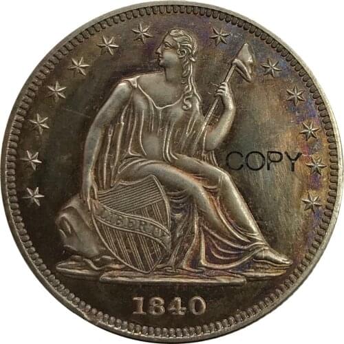 United States Liberty Seated Half Dollars 1840 o No Motto Above Eagle Brass Silver Plated Copy Coin