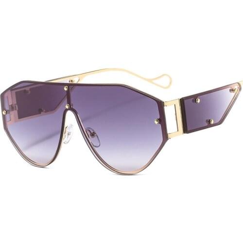 Veshion Oversized One Lens Rivet Luxury Sunglasses Men Women Fashion UV400 Glasses