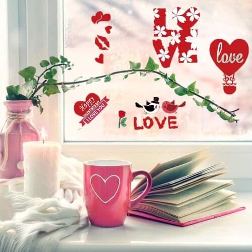 Valentines day window decoration 8 Valentines Day heart-shaped window stickers applique for Valentines Day party