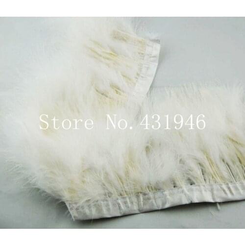 Leading supplier!! 10 meter Ivory color Marabou Turkey Fluff Feather Fringe Trim 15-20cm/6-8 inch width