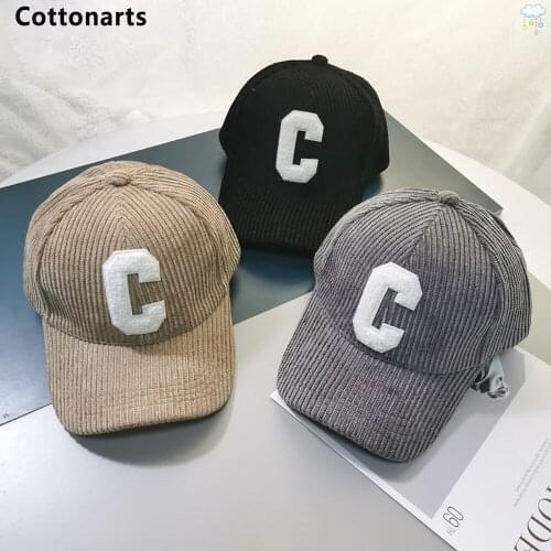 Men Women Shading All-Match Embroidery The Letter C Corduroy Peaked Cap Korean Wool Outdoor Warm Baseball Cap Autumn Winter Hat
