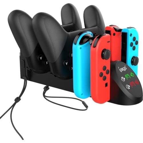 Vertical Stand Charger Station Charging Storage Dock Display for Nintend Switch NS Console/4 Joy Con Controllers/2 Pro Gamepads