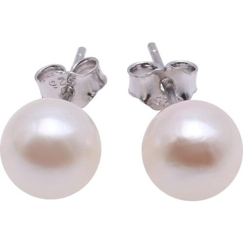 Akoya Pearl Earrings Studs 6-7mm Round White Akoya Studs 925 Sterling Silver women stud earings women jewelry