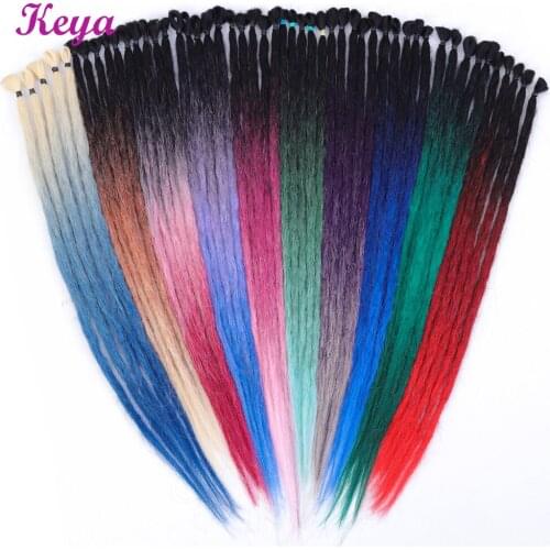 Handmade Dreadlocks Extension Pink Blue Ombre Dread Extensions Crochet Braids 24 Inch Synthetic Dreads Hair Extensions For Women