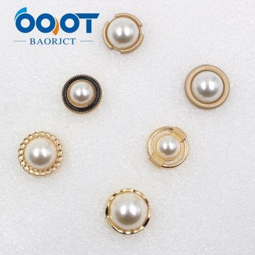 OOOT BAORJCT A-19512-477,10pcs/Lot 22/20mm,High quality Faux Pearl gold Metal Button,clothing accessories DIY materials