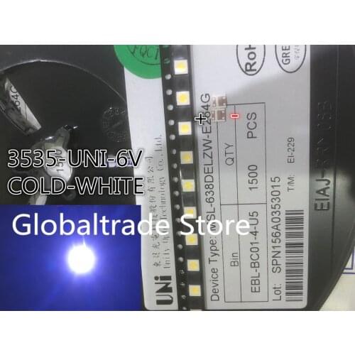 1000pcs/lot For UNI LED backlight LCD TV 3535 3537 LED SMD Lamp bead bead 1W 6V 3535 1.2W Cold white UNI MSL-638DEZW-E26SC