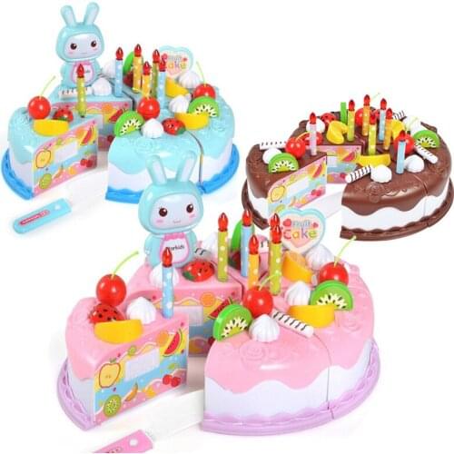 37pcs Kid Kitchen Toy Cake Food DIY Pretend Play Fruit Cutting Birthday Toy Gift