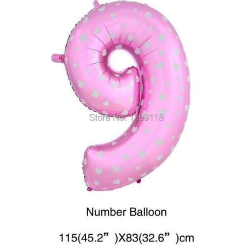 40 inch Large Pink Blue Dot Number Foil Balloons Digatal 9 Helium Balloon Birthday Wedding Souvenir Number 9