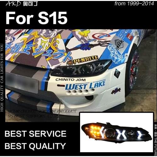 AKD Car Styling Head Lamp for Nissan S15 Headlights 1999-2014 S15 LED Headlight DRL Angel Eye Hid Bi Xenon Auto Accessories