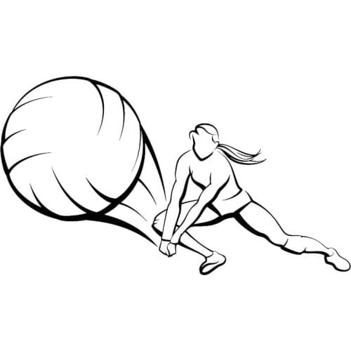 18.8CM*10.5CM Girl Playing Volleyball Cartoon Car Styling Car Sticker Black/Silver Interesting