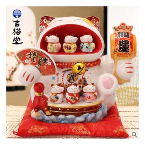 Large flower Super large cat lucky piggy Gift box packaging ornaments Zhaofu Japanese Lucky Cat ornaments business gifts