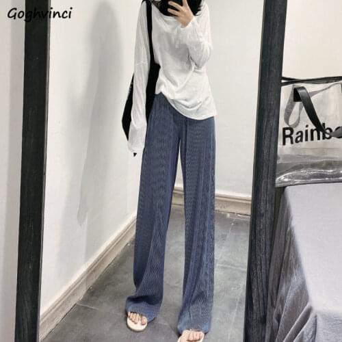 Pants Women Fashion Loose All-match Comfortable High Waist Wide Leg Solid Simple Streetwear Summer Female Trousers Korean Style