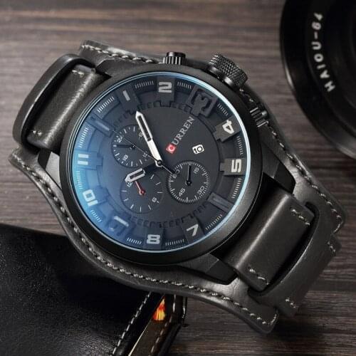 Male Clocks Date Sport Military Clock Leather Strap Quartz Business Men Watch Top Brand Luxury Mens Watches Gift