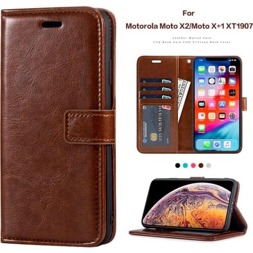 PU Leather Flip Case For Motorola Moto X2 Card Holder Silicone Case Wallet Cover For Motorola Moto X+1 XT1907 Business Case