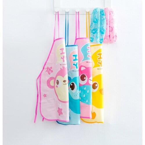 Home Daily Necessities Cleaning Apron Lovely Cartoon Waterproof Sleeveless Apron Children Apron Cuff Kitchen Oilproof Apron Suit