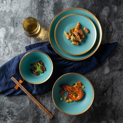 Nordic Dinner Plate Fruit Plate Rice Bowl Ceramic Frosted Phnom Penh Steak Plate Household Tableware Dessert Plate Cake Stand