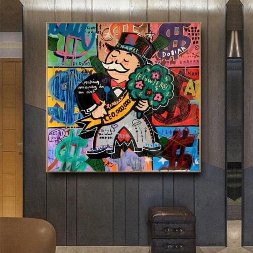 Graffiti Canvas Monopoly Alex Street Art Canvas Print Painting Abstract Figure Wall Picture Living Room Home Decoration Poster