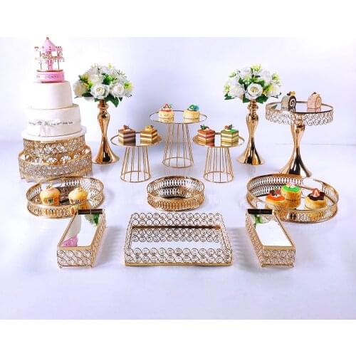 Crystal Squere Cake Stand Set Birthday Party Macaron Cupcake Rack Stand For Wedding 14pcs