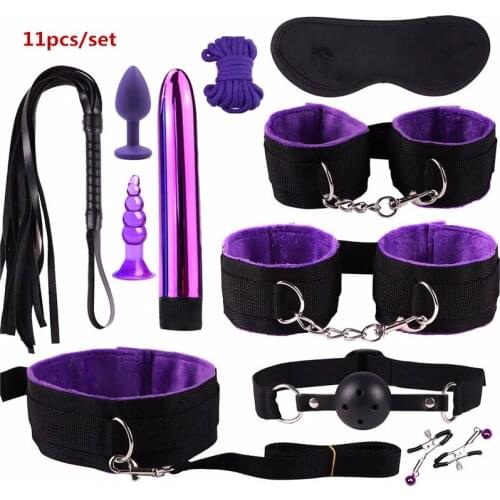 Sex Toys for Couples Sex Handcuffs Whip Nipple Clip Blindfold Mouth Gag BDSM Bondage Kit Flirting Adult Games for Couples