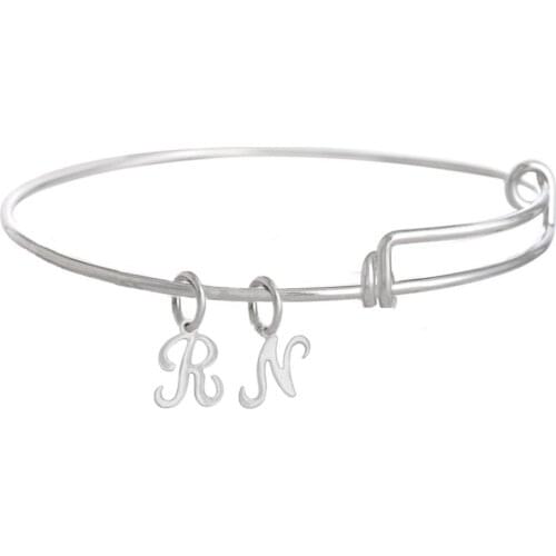 Custom Made Doctor Jewelry New Trendy Fashion Alphabet Letters LPN BSN RN Nurse Expandable Bangles For Gifts