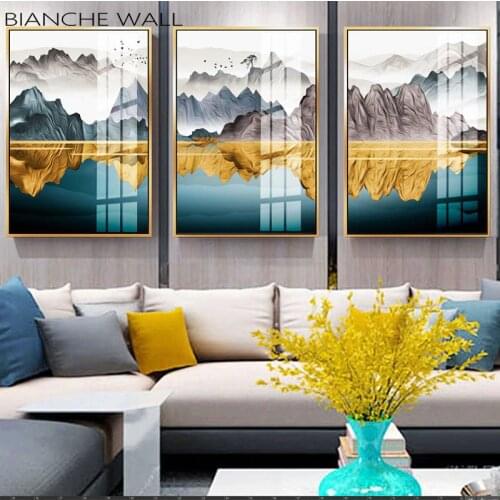 New Chinese Landscape Painting Abstract Style Canvas Painting Art Print Poster Picture Wall Living Room Home Decor