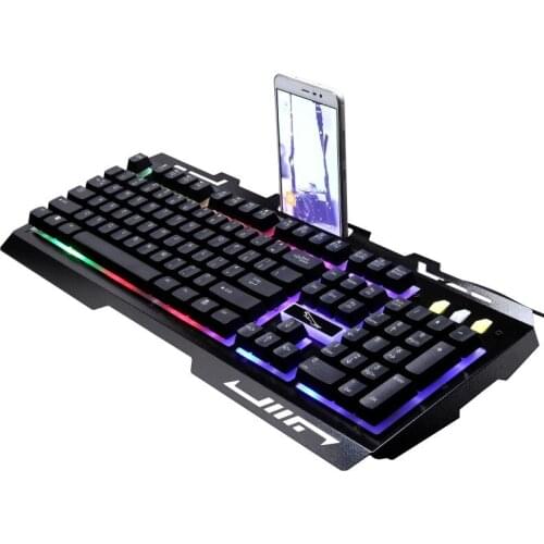 2021 Business Gaming Keyboard G700 Wired Laptop Computer Mechanical Feeling Metal Luminous Mobile Phone Bracket Gaming Keyboard