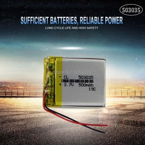 1pcs 503035 3.7V 500mAh Lithium Polymer Battery 3.7V Volt Li po ion Lipo Rechargeable Batteries for MP3 DVD GPS Navigationtion