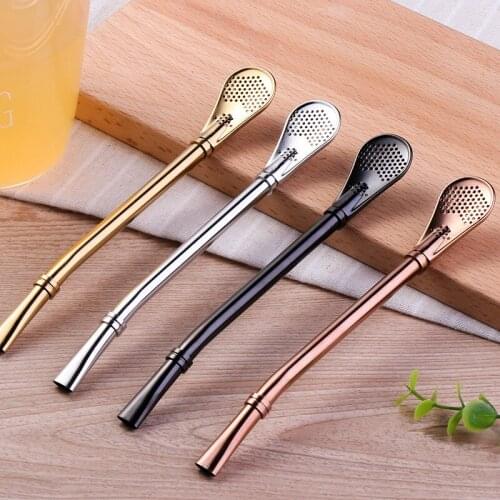 300Pcs Drinking Straw Stainless Steel Yerba Mate Straw Gourd Bombilla Filter Spoons Reusable Metal Pro Tea Tools Bar Accessories
