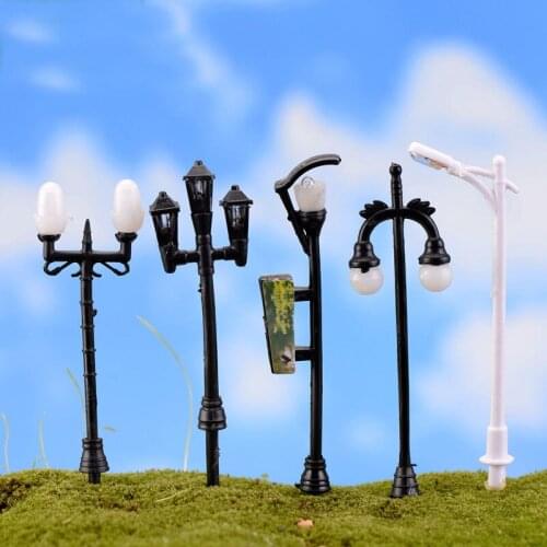 5PCS Resin Craft Mini Street Light Lamp Antique Imitation Fairy Garden Home Miniature Jardin Terrarium Decor Micro Landscape