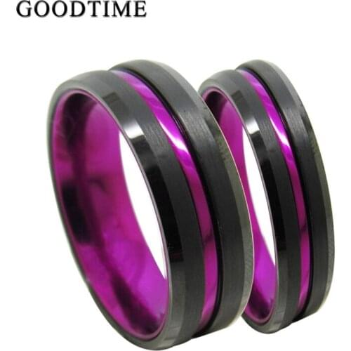 Fashion Tungsten Carbide Couple Rings Engagement Wedding Band Purple Color Ring Jewelry Accessories Lover Gift For Men Women