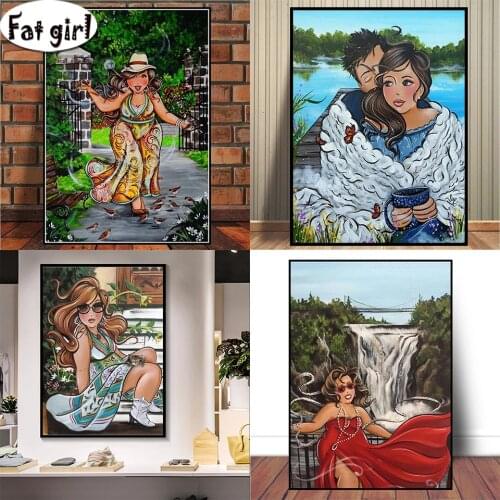 5D DIY Full Square round Drill Diamond Painting Beads Embroidery Fat Lady Diamond Mosaic Set Needlework Cross Stitch Kit decor