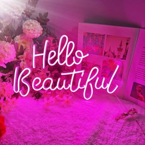 Hello Beautiful Neon light Sign for Wall Decor with Dimmable Reusable Neon for Holiday Birthday Party Wedding Engagement Party