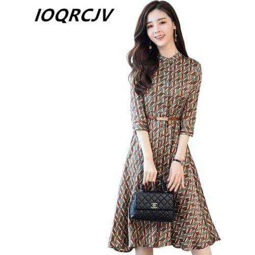 New 2019 Spring Autumn Womens Dress Vintage Temperament Elegant Fashion Slim Floral Long-Sleeved Long Dress Female Vestidos