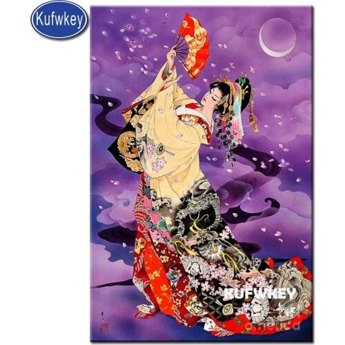 Cross-stitch diamond painting ritratto,japanese woman full diamond embroidery square round 3d diy mosaic diamond geisha girl