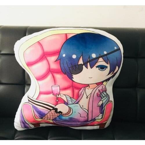 Anime Black Butler Model Plush Toy Kuroshitsuji Sebastian Ciel Model Doll Cushion pillow stuffed double sided pillowcase