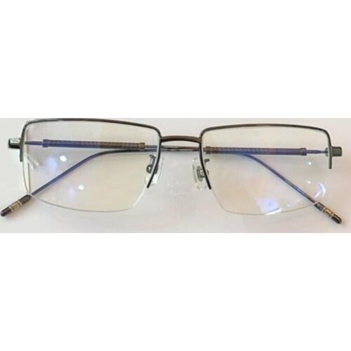 Half Frame Men Finished Myopia Glasses Metal Retro Square Myopia Eyewear Frame Women