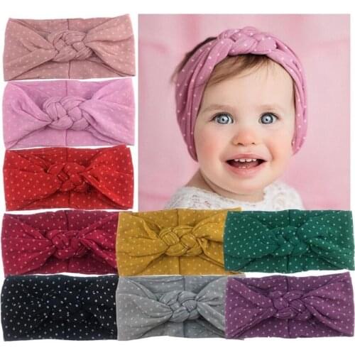 30pcs/lot Polka Dot Twist Nylon Headband Braided nylon headband knoted wide nylon headband for baby girls kids newborn headwear