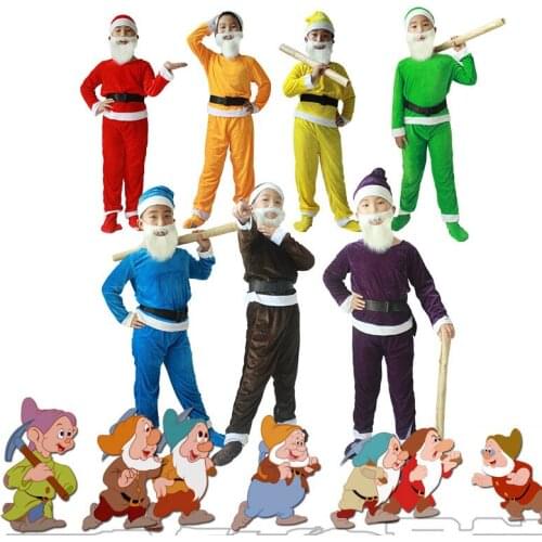 Halloween Holiday Kids Cosplay Santa Seven Dwarf Snow Costume Fairy Elf Children Kids Carnival Party Stage Outfit 4T-14T