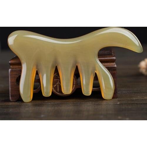 Natural Yak Horn Wide Tooth Comb Head Meridian Scalp Massage Comb Facial Eye Skin Care Acupuncture Gua Sha Spa Beauty Tool
