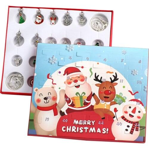 24 Days Christmas Advent Calendar Kids Charms With Bracelet Set Christmas Gift Box Countdown 24 Days Calendar Christmas Charming